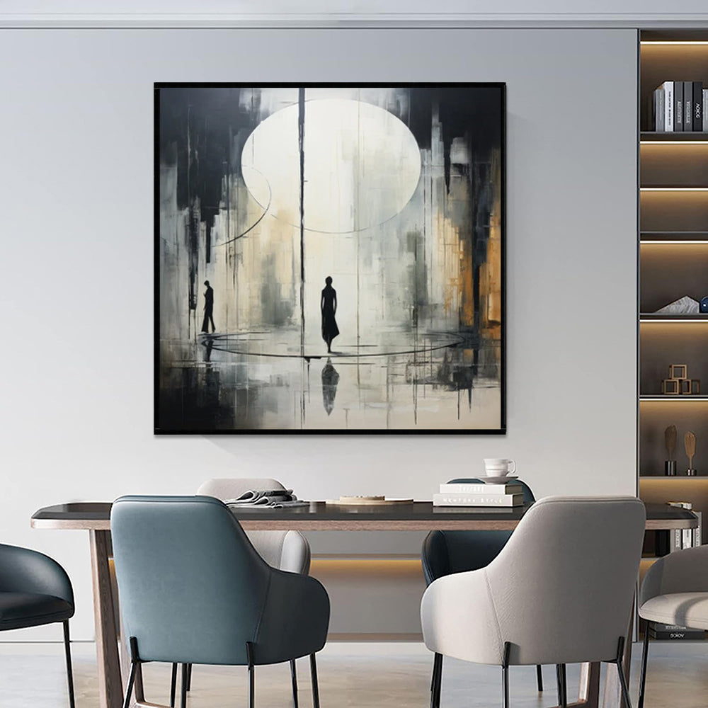 Handmade Black White Neoclassicism Oil Painting Wall Art
