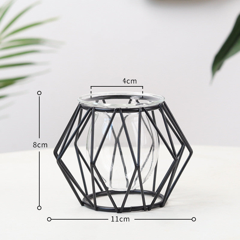 Nordic Geometric Glass Ornament — Minimalist Shelf Decor Accent for Living Room & Desk