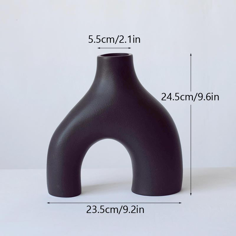Black Ceramic Vase — Bold Modern Decor Vase for Living Room Shelf, Coffee Table & Entryway