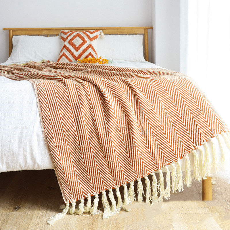 Herringbone Throw Blanket — Soft Woven Sofa Blanket for Living Room & Bedroom