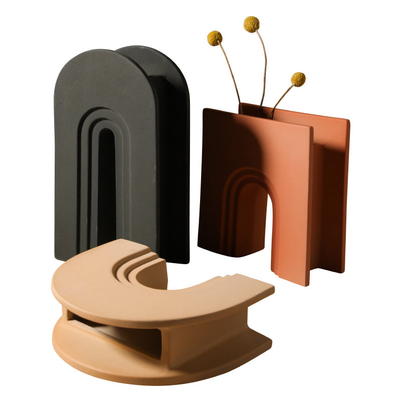 Nordic Geometric Vase — Minimalist Decorative Vase for Living Room Shelf, Desk & Coffee Table