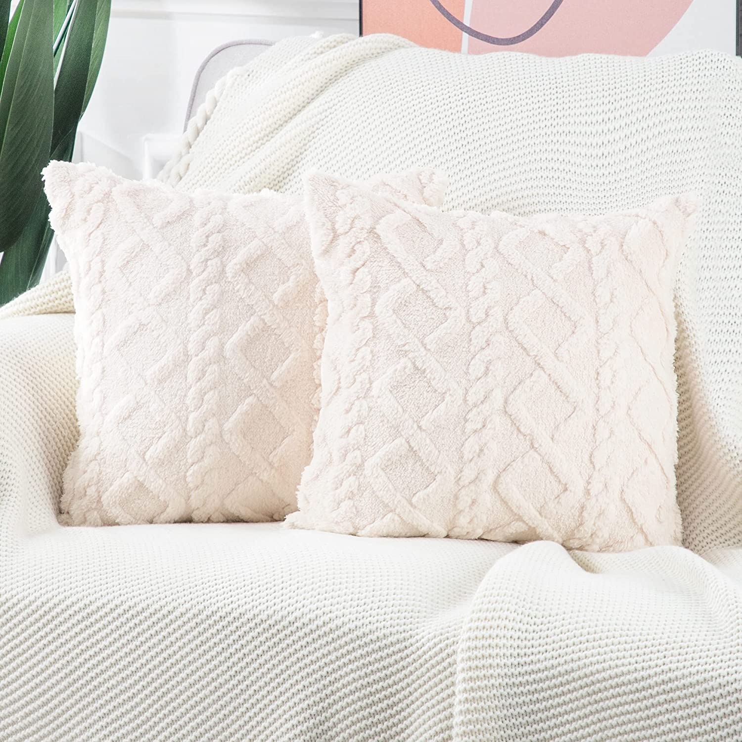 Plush Cushion Cover — Ultra-Soft Fluffy Throw Pillow Case for Sofa, Bed & Living Room