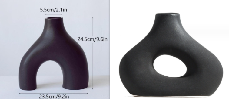 Black Ceramic Vase — Bold Modern Decor Vase for Living Room Shelf, Coffee Table & Entryway