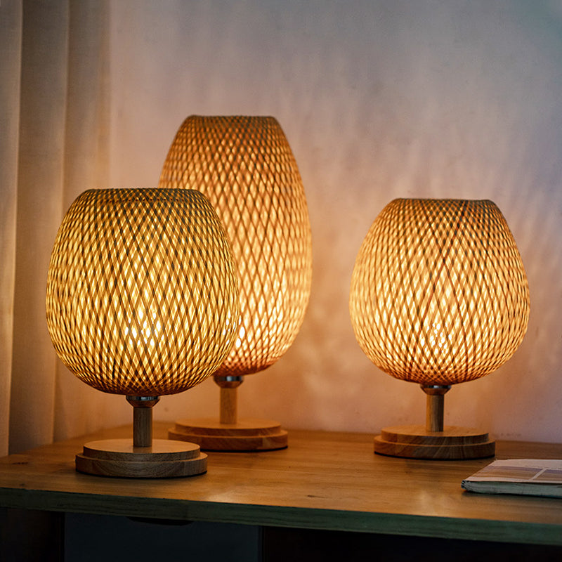 Japanese Style Zen Bamboo Woven Table Lamp