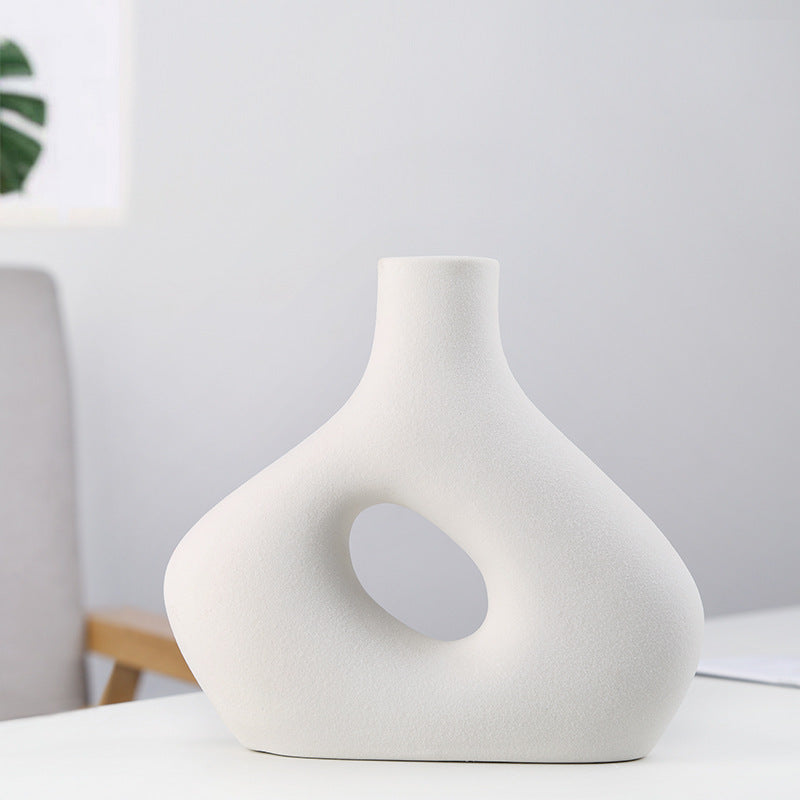 Black Ceramic Vase — Bold Modern Decor Vase for Living Room Shelf, Coffee Table & Entryway