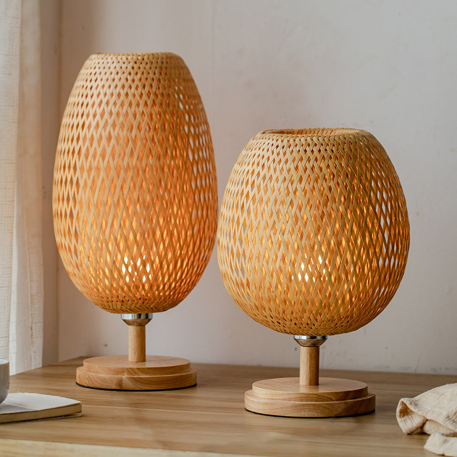 Japanese Style Zen Bamboo Woven Table Lamp