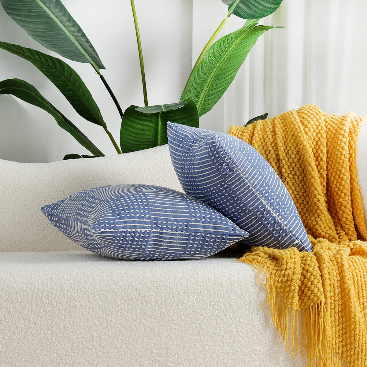 Geometric Cotton Cushion Cover — Modern Throw Pillow Case for Sofa, Bed & Living Room