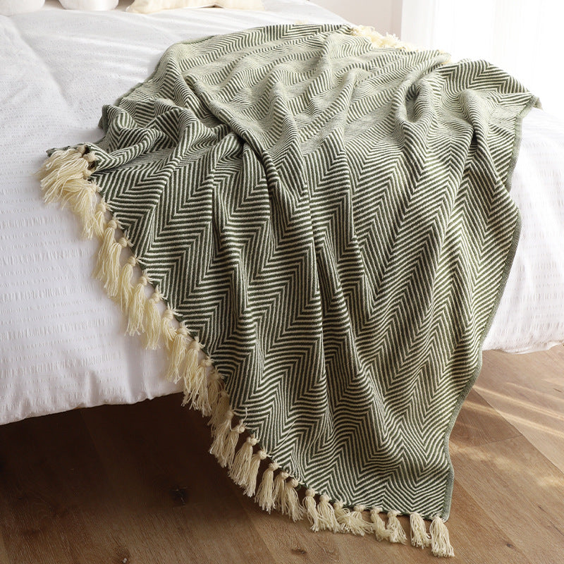 Herringbone Throw Blanket — Soft Woven Sofa Blanket for Living Room & Bedroom