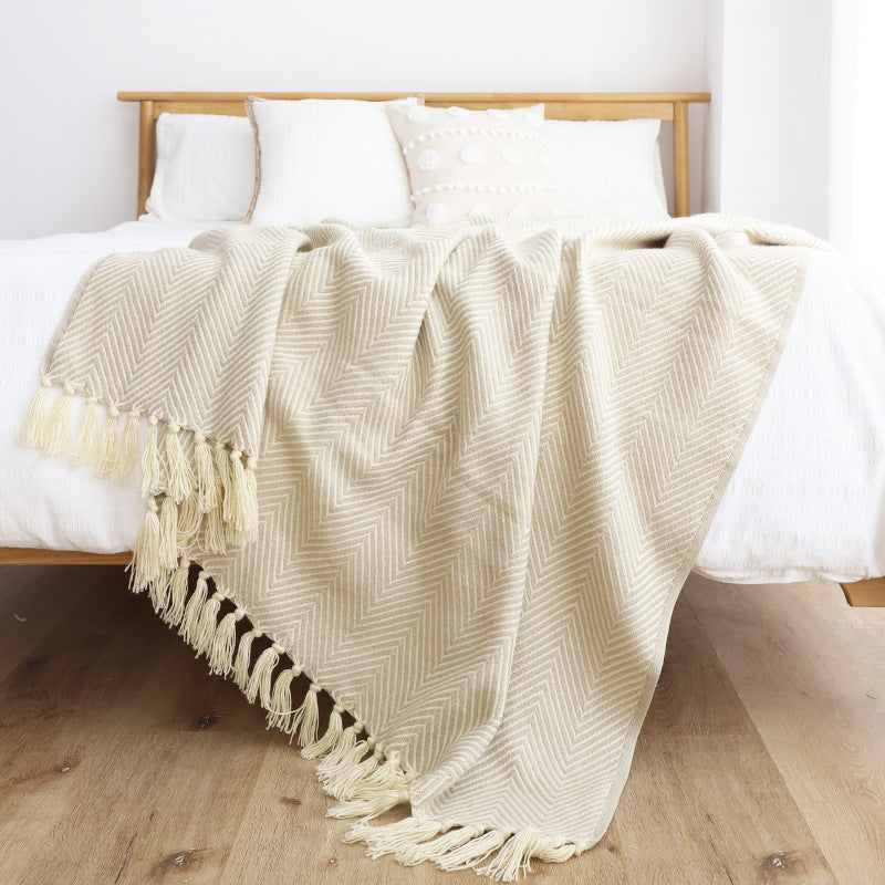 Herringbone Throw Blanket — Soft Woven Sofa Blanket for Living Room & Bedroom