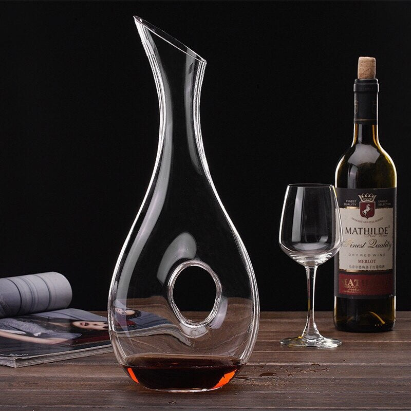 Decorative Glass Decanter — Modern Home Bar Accessory & Coffee Table Decor Piece