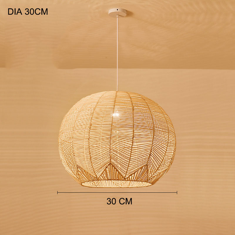 Rattan Pendant Light — Boho Woven Hanging Lamp for Kitchen, Dining Room & Bedroom