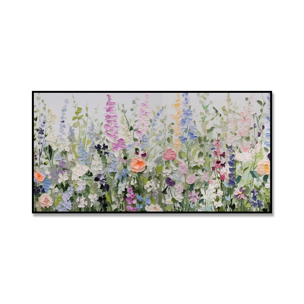 Textured Floral Palette Knife Wall Art — Original Botanical Art for Living Room & Bedroom