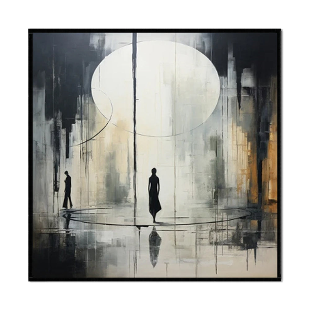 Neoclassical Black & White Oil Painting — Original Handmade Wall Art for Living Room & Bedroom