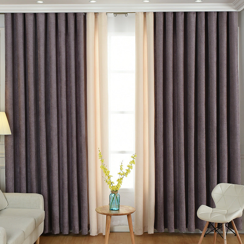 Solid chenille curtain high shading curtain