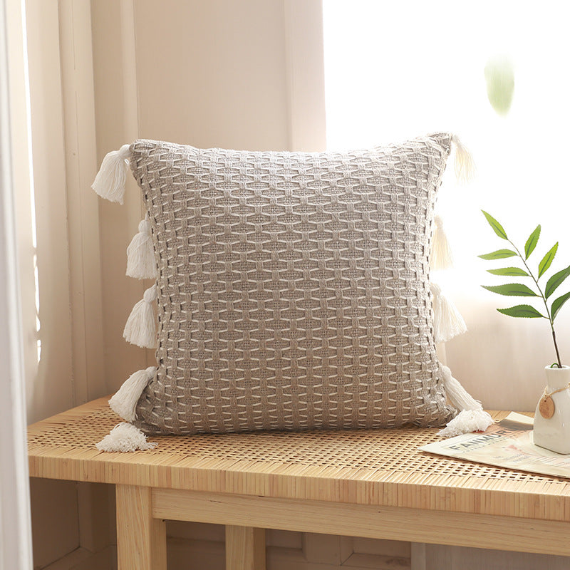 Knitted Cushion Cover — Chunky Textured Throw Pillow Case for Sofa & Cozy Living Room
