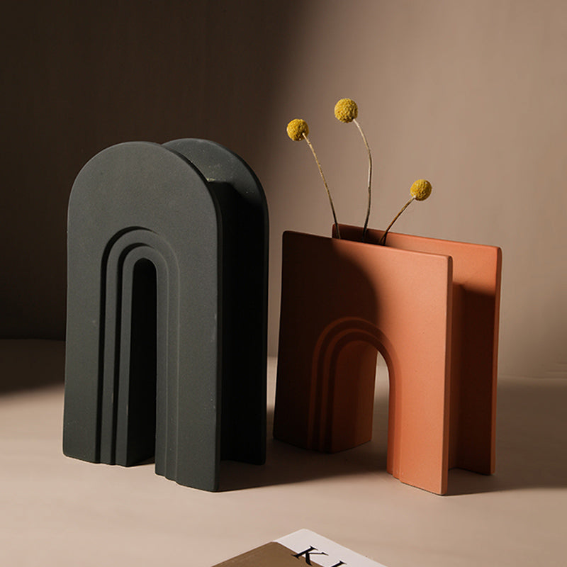 Nordic Geometric Vase — Minimalist Decorative Vase for Living Room Shelf, Desk & Coffee Table