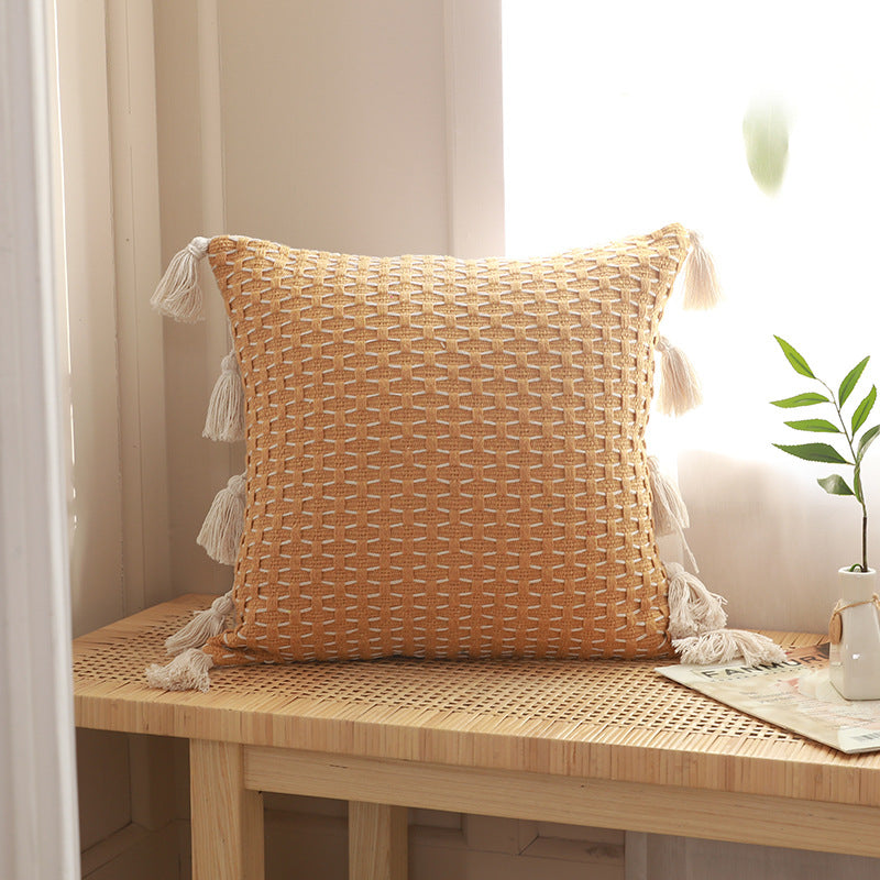 Knitted Cushion Cover — Chunky Textured Throw Pillow Case for Sofa & Cozy Living Room