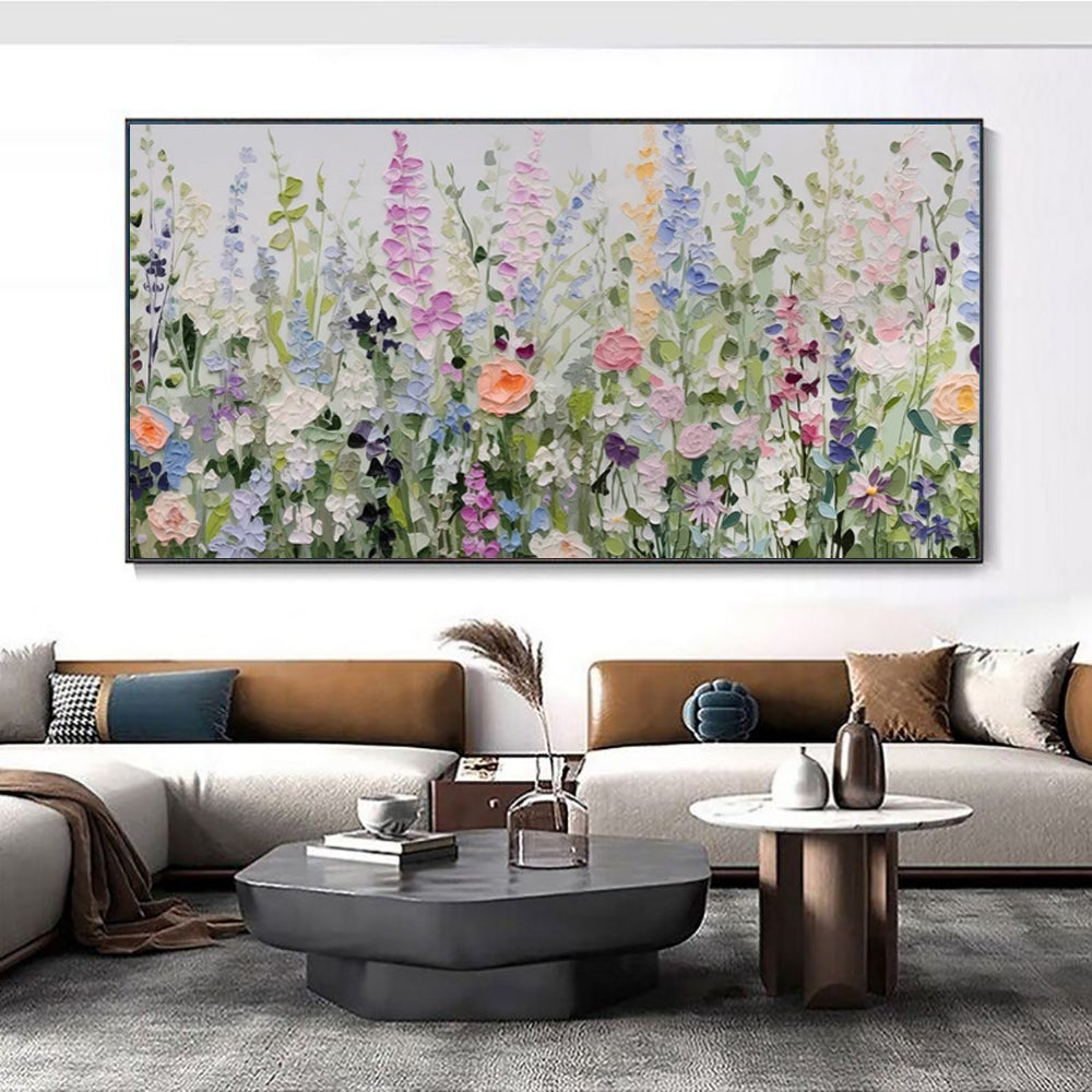 Textured Floral Palette Knife Wall Art — Original Botanical Art for Living Room & Bedroom