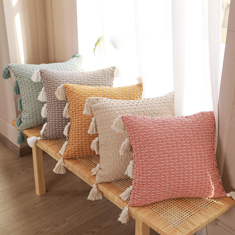 Knitted Cushion Cover — Chunky Textured Throw Pillow Case for Sofa & Cozy Living Room