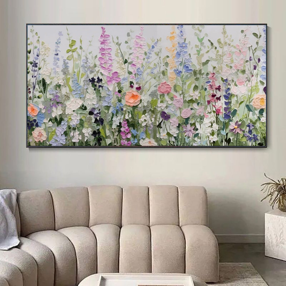 Textured Floral Palette Knife Wall Art — Original Botanical Art for Living Room & Bedroom