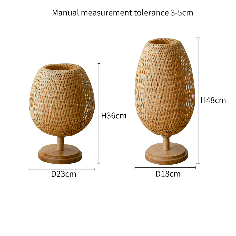 Bamboo Woven Table Lamp — Japanese Zen Bedside Lamp for Bedroom & Living Room
