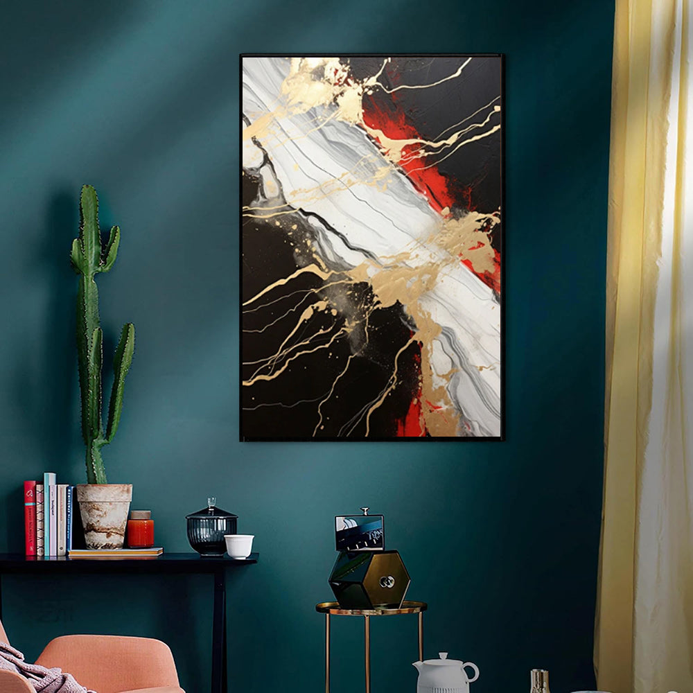 Abstract Gold & Black Canvas Art — Luxury Modern Wall Decor for Living Room & Bedroom